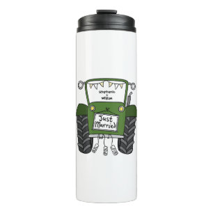 Personalized Green Tractor Country Wedding Gift Thermal Tumbler
