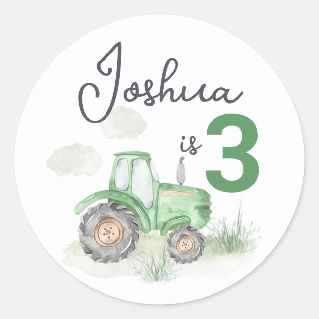 Personalized Green Tractor Stickers (Front)