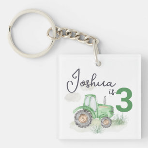 Personalized Green Tractor Theme Acrylic Keychain