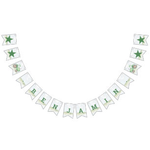 Personalized Green Tractor Theme Bunting Flags