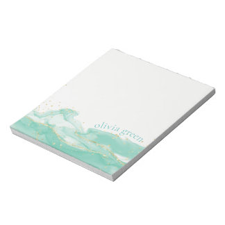  Personalized Green Watercolor Turquoise Notepad