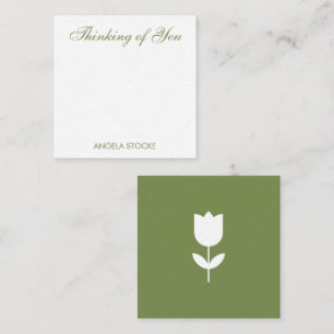Personalized Green White Flower Card