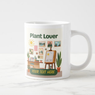 Personalized Greenery & Creative Workspace Design Large Coffee Mug