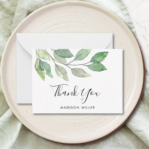Personalized Greenery Thank You  Card