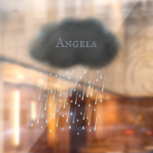 Personalized Grey Stormy Rain Cloud Whimsical Cute