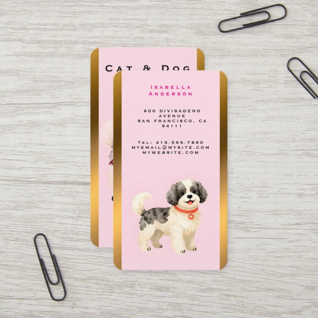 Personalized Grooming Dog Modern Collection Business Card (Front/Back In Situ)