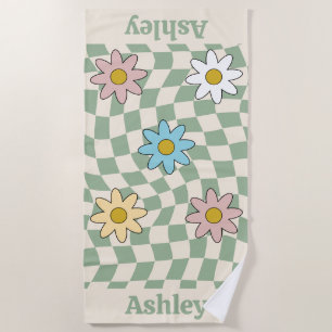 Personalized Groovy Retro Name Beach Towel