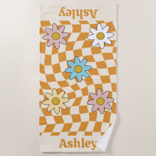 Personalized Groovy Retro Name Beach Towel