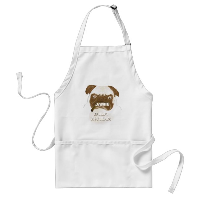 Personalized Grumpy AFICIONADO Puggy Cigar Standard Apron (Front)