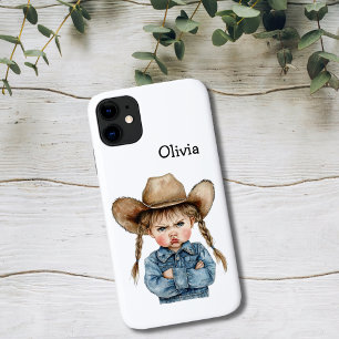 Personalized Grumpy Cowgirl in Denim Jacket Case-Mate iPhone Case