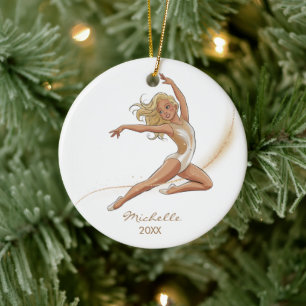 Personalized Gymnast gymnastics Girl Christmas  Ceramic Tree Decoration