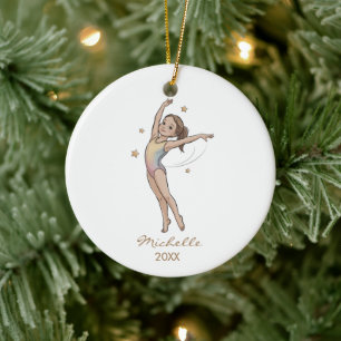 Personalized Gymnast gymnastics Girl Christmas  Ceramic Tree Decoration