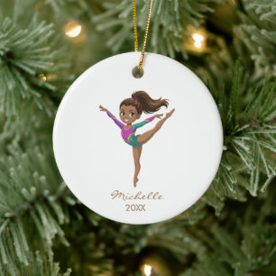 Personalized Gymnast gymnastics Girl Christmas   Ceramic Tree Decoration