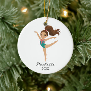  Personalized Gymnast gymnastics Girl Christmas  Ceramic Tree Decoration