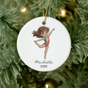  Personalized Gymnast gymnastics Girl Christmas  Ceramic Tree Decoration