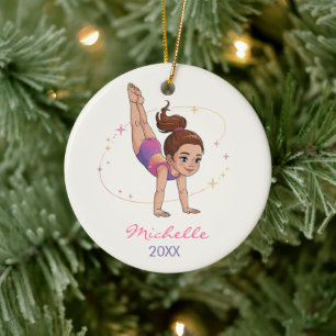 Personalized Gymnast gymnastics Girl Christmas     Ceramic Tree Decoration
