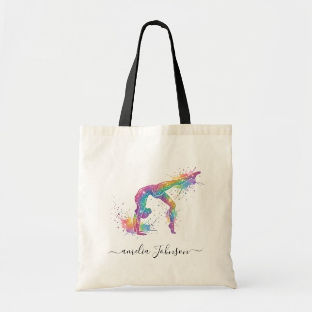 Personalized Gymnastics Glitter   Tote Bag (Front)