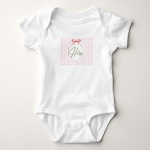 Personalized Hailey Baby Girl Nursery Bow&Gingham Bodysuit