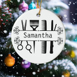 Personalized Hair Stylist Scissors Hairdresser   Ceramic Tree Decoration<br><div class="desc">This design may be personalized in the area provided by changing the photo and/or text. Or it can be customized by clicking Personalize this Template and then choosing the click to customize further option and delete or change the color of the background, add text, change the text color or style,...</div>