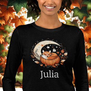 Personalized Halloween Fox and Ghost  Tri-Blend Shirt