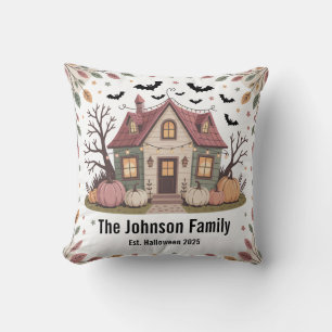 Personalized Halloween Haunted House Family Name Cushion