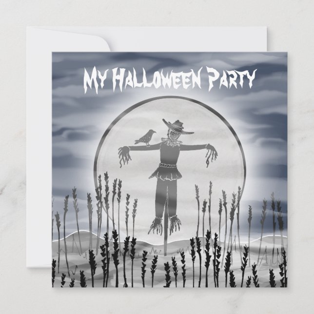 Personalized Halloween Horror Creepy Scarecrow Invitation (Front)