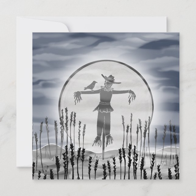 Personalized Halloween Horror Creepy Scarecrow Invitation (Front)