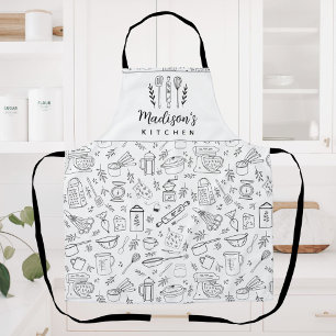 Personalized Hand Drawn Kitchen Cooking Utensils Apron