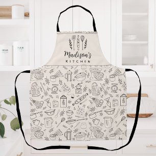Personalized Hand Drawn Kitchen Cooking Utensils Apron