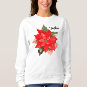 Personalized Hand Painted Christmas Poinsettia Sweatshirt