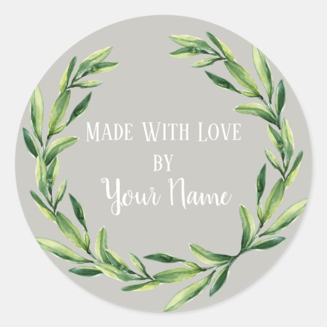 Personalized Handmade Product Flower Wreath Classic Round Sticker (Front)