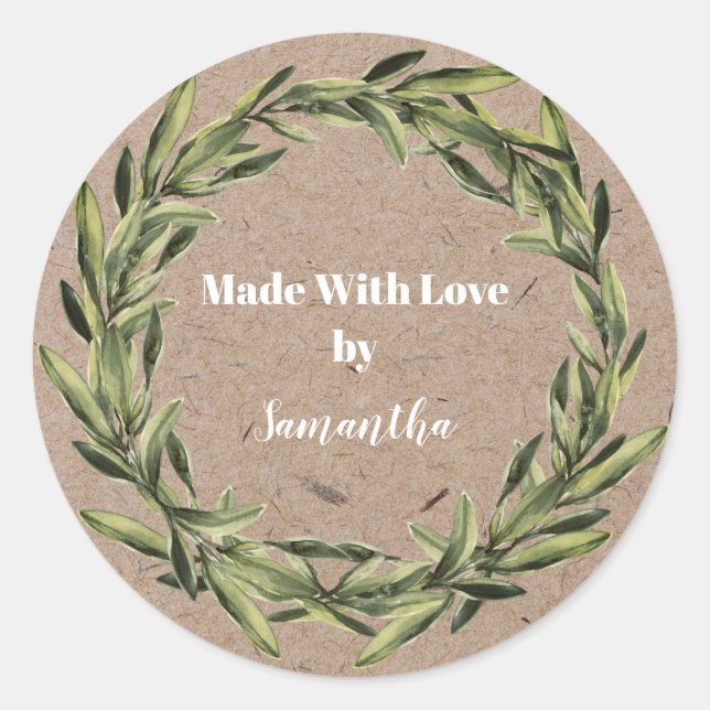 Personalized Handmade Product Flower Wreath Eco Classic Round Sticker (Front)