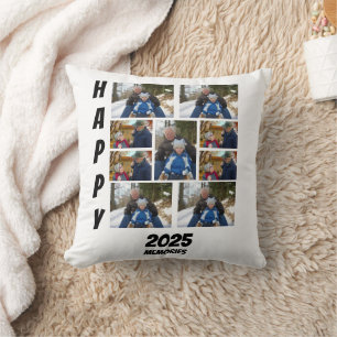 Personalized Happy 2025 memories Photo Collage Cushion