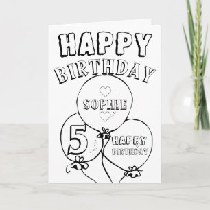 Personalized Happy 5th Birthday Coloring Card