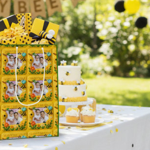 Personalized Happy Birthday Cute Bees Medium Gift Bag