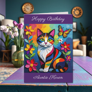 Personalized Happy Birthday for Her Cute Cat Card