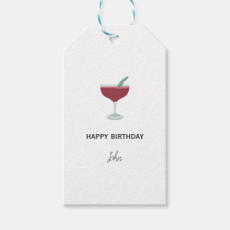 Personalized Happy Birthday Gift Tag with Cocktail