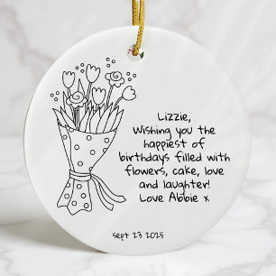 Personalized Happy Birthday Keepsake Ceramic Tree Decoration