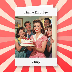 Personalized Happy Birthday Mid-century Vintage Card