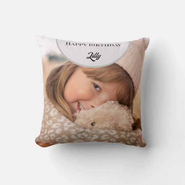 Personalized Happy birthday photo card Cushion (Front)