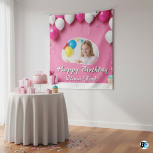 Personalized Happy Birthday Photo Wall Tapestry