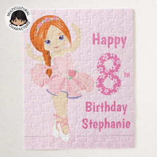 Personalized Happy Birthday Red Hair Ballerina Jigsaw Puzzle