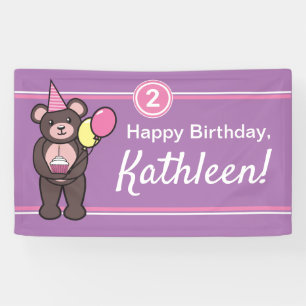 Personalized Happy Birthday Teddy Bear Banner