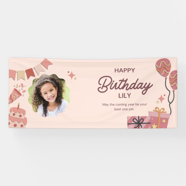 Personalized Happy Birthday Vinyl Banner (Horizontal)