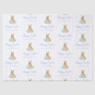 Personalized Happy Easter Cute Bunny Watercolor Tissue Paper