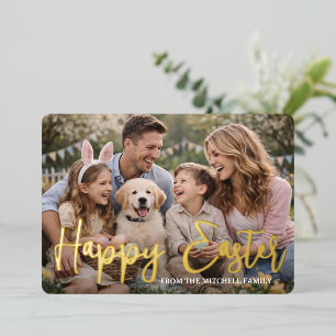 Personalized Happy Easter Family Photo Gold