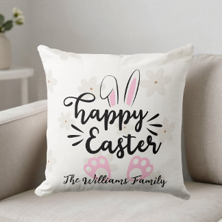 Personalized Happy Easter Throw Pillow