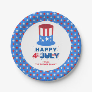Personalized Happy Fourth of July Paper Plates