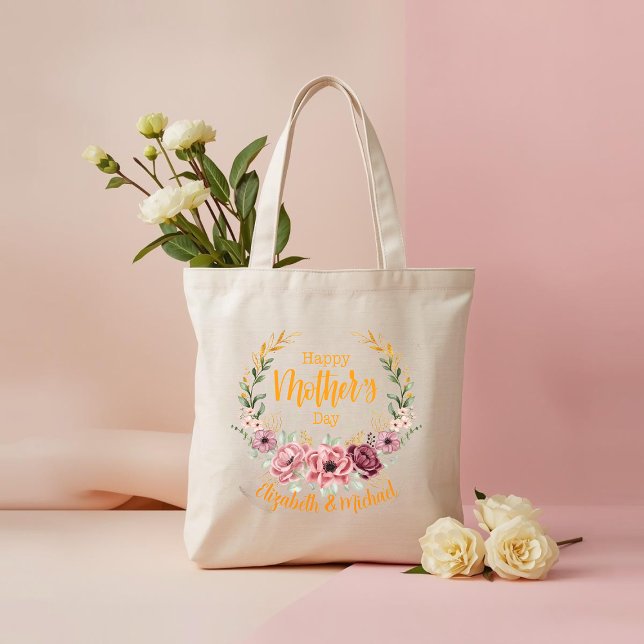 Personalized Happy Mother’s Day Floral Tote Bag (Creator Uploaded)