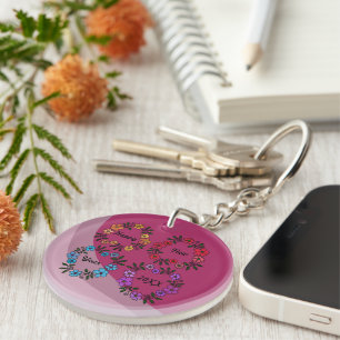 PERSONALIZED HAPPY NEW YEAR 20XX & FLOWERS WREATHS KEY RING